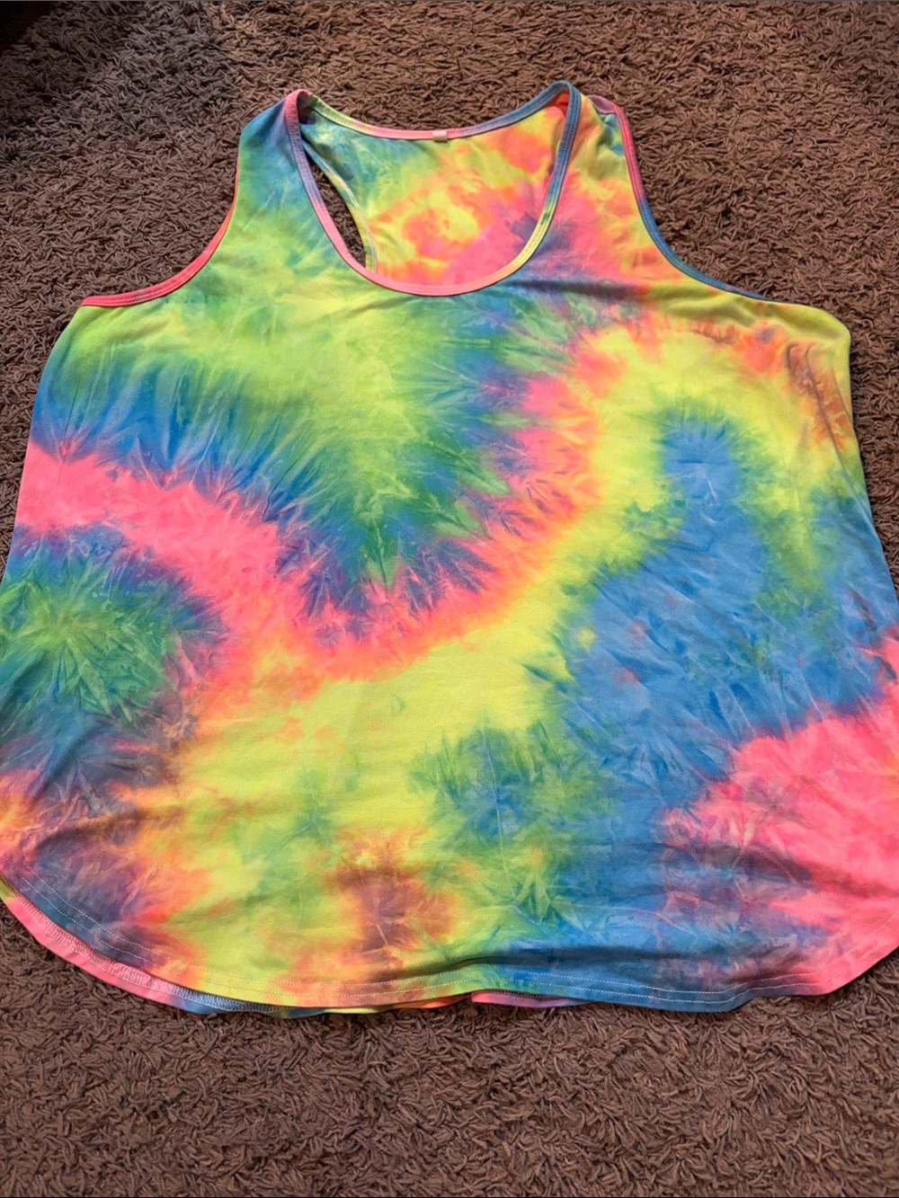 Tie-Dye Racerback Tank Top - Neon Pink, Yellow, Blue 3XL